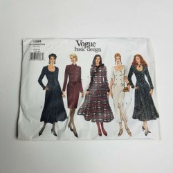 1289 VOGUE 1993 SHORT - LONG SLEEVE, 2 BREASTED DROP WAIST DRESS PATTERN 8-12 UNCUT
